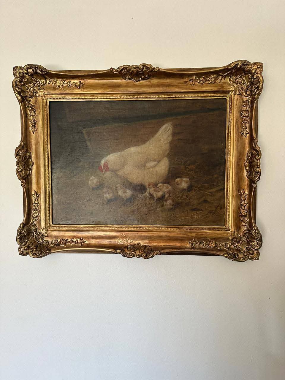 Gallina con pollitos · óleo — después